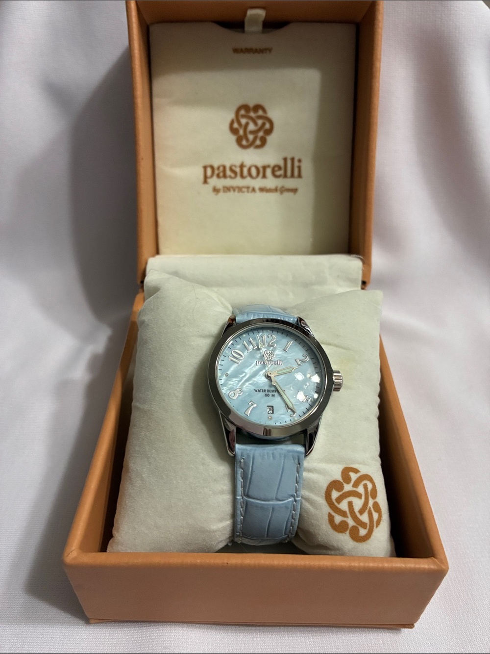 Pastorelli Light Blue Women's Leather Strap Watch